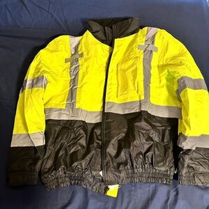 High-Visibility Safety Jacket Waterproof Large Fluorescent Yellow/Black